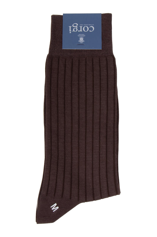 Corgi Cotton/Nylon Rib Socks Chocolate
