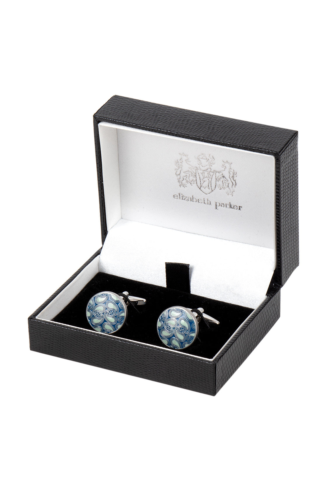 Elizabeth Parker Paisley Cufflinks Blue