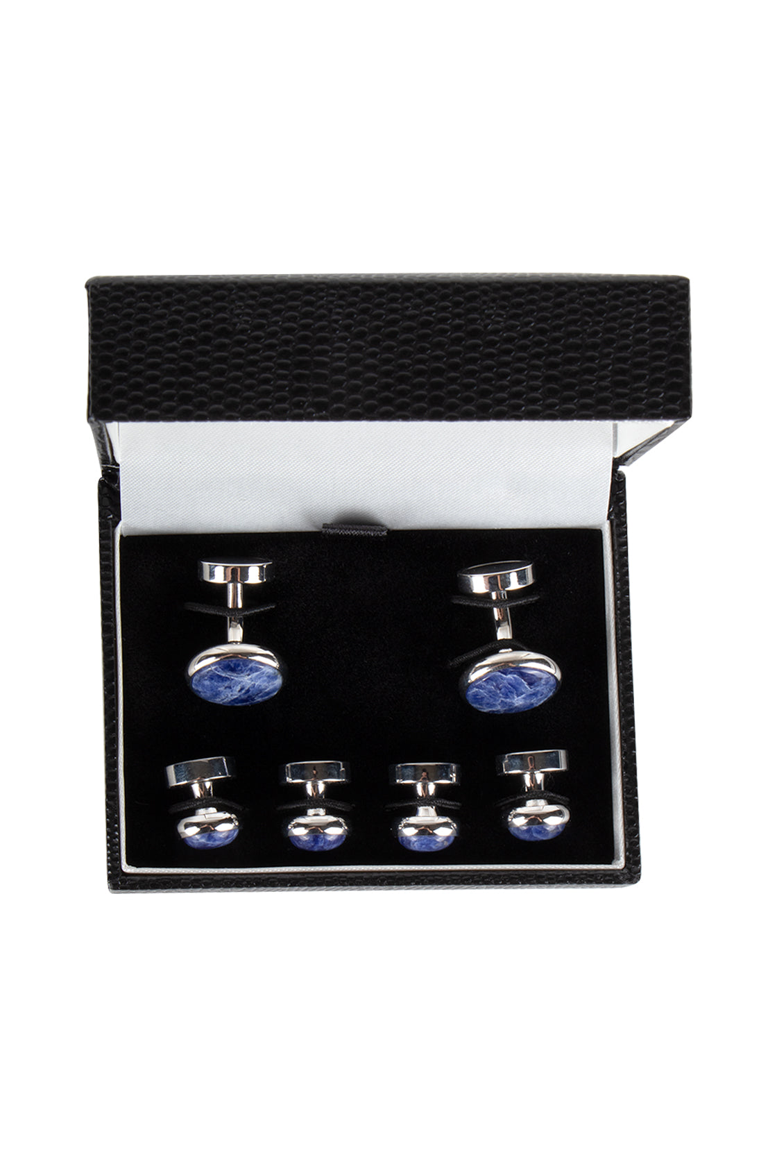 Elizabeth Parker Blue Aven/Silver Cufflink & Lapel Set 2908SET