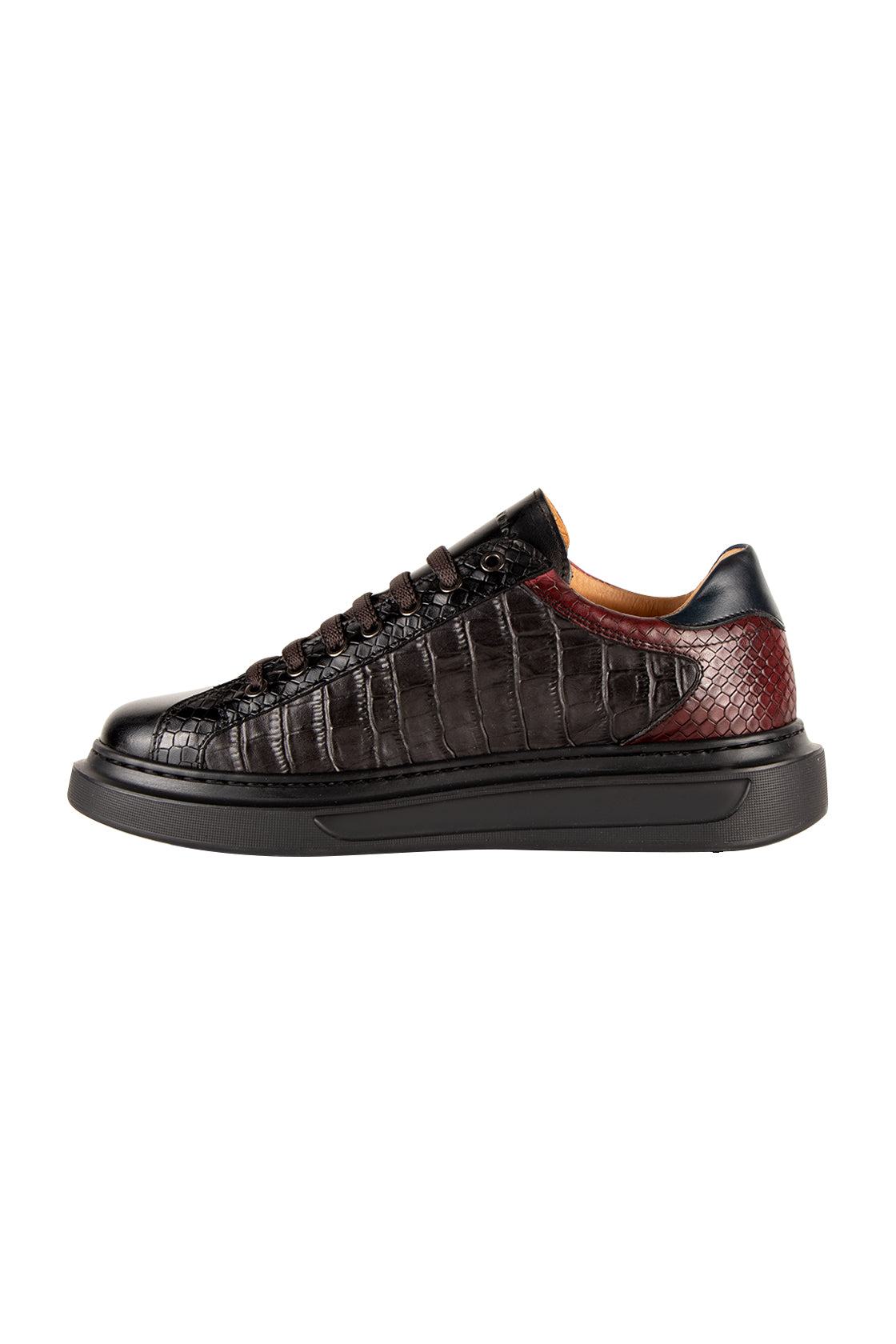 Exton Leather Trainer Black/Choc