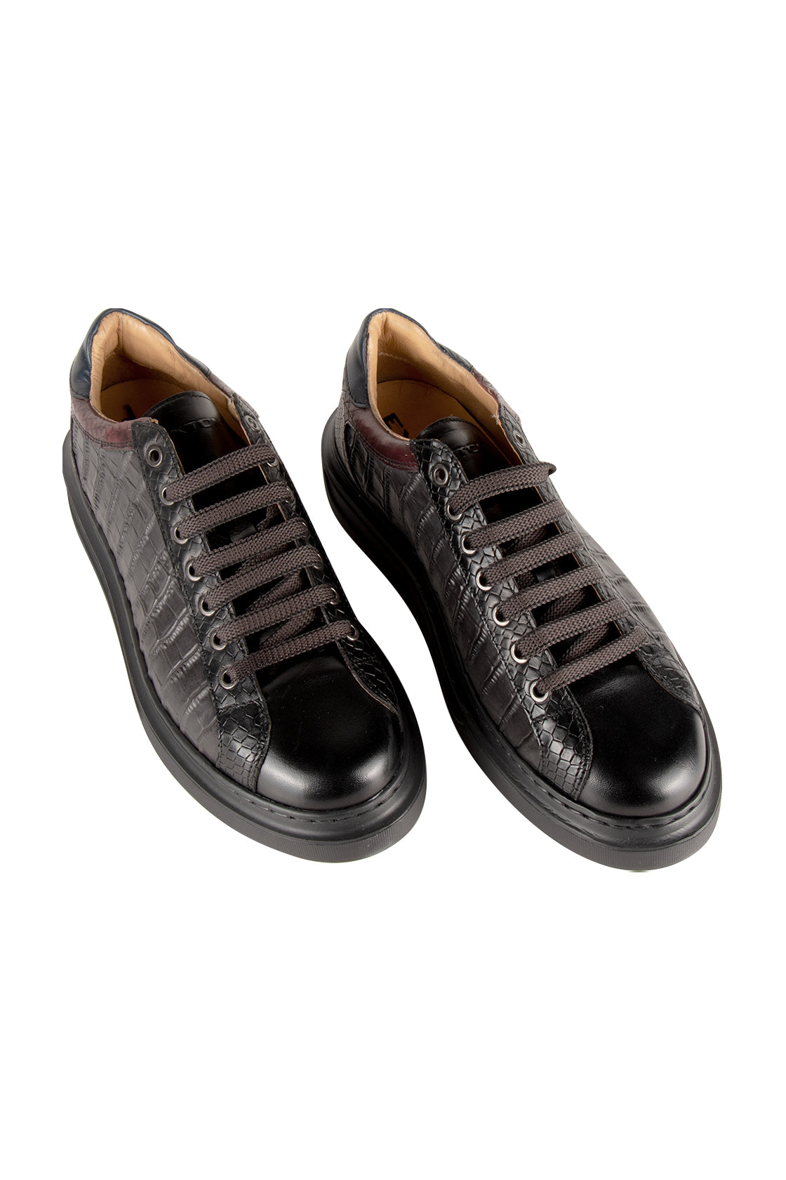 Exton Leather Trainer Black/Choc