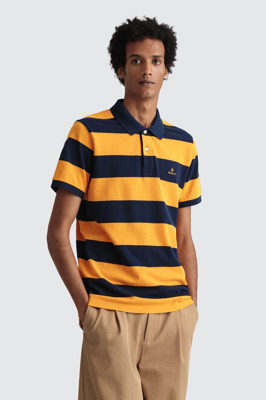 Gant Barstripe Pique SS Rugger Dahlia Orange