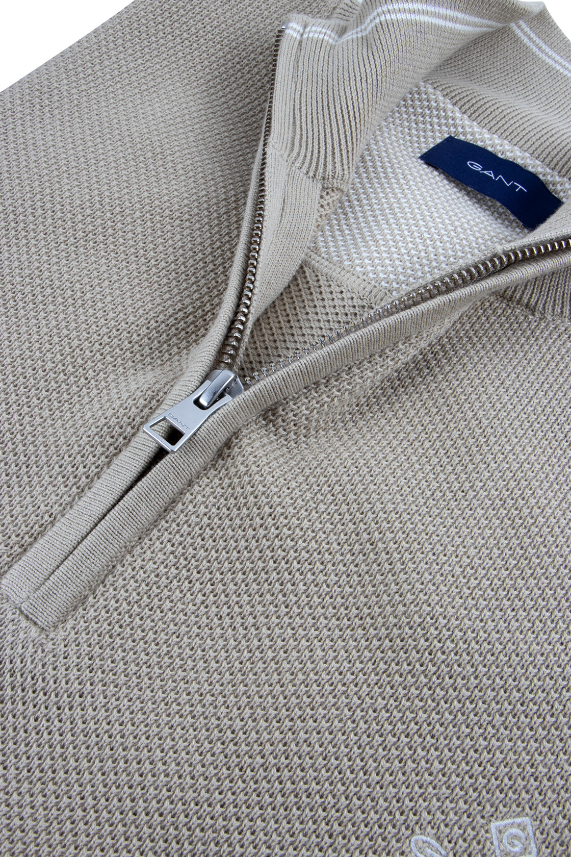 Gant Cotton Half Zip Pullover Dry Sand