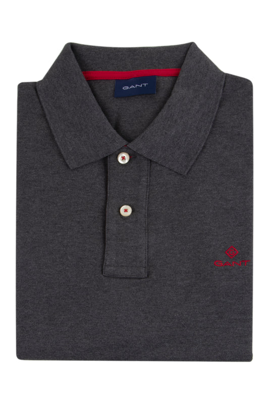 Gant Pique Short Sleeve Rugger Anthracite