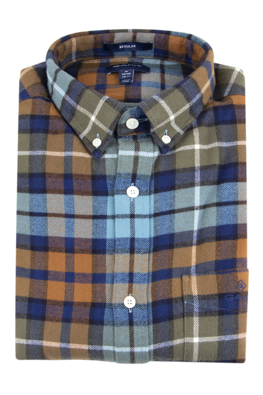Gant Regular Fit Flannel Check Shirt Adriatic Blue