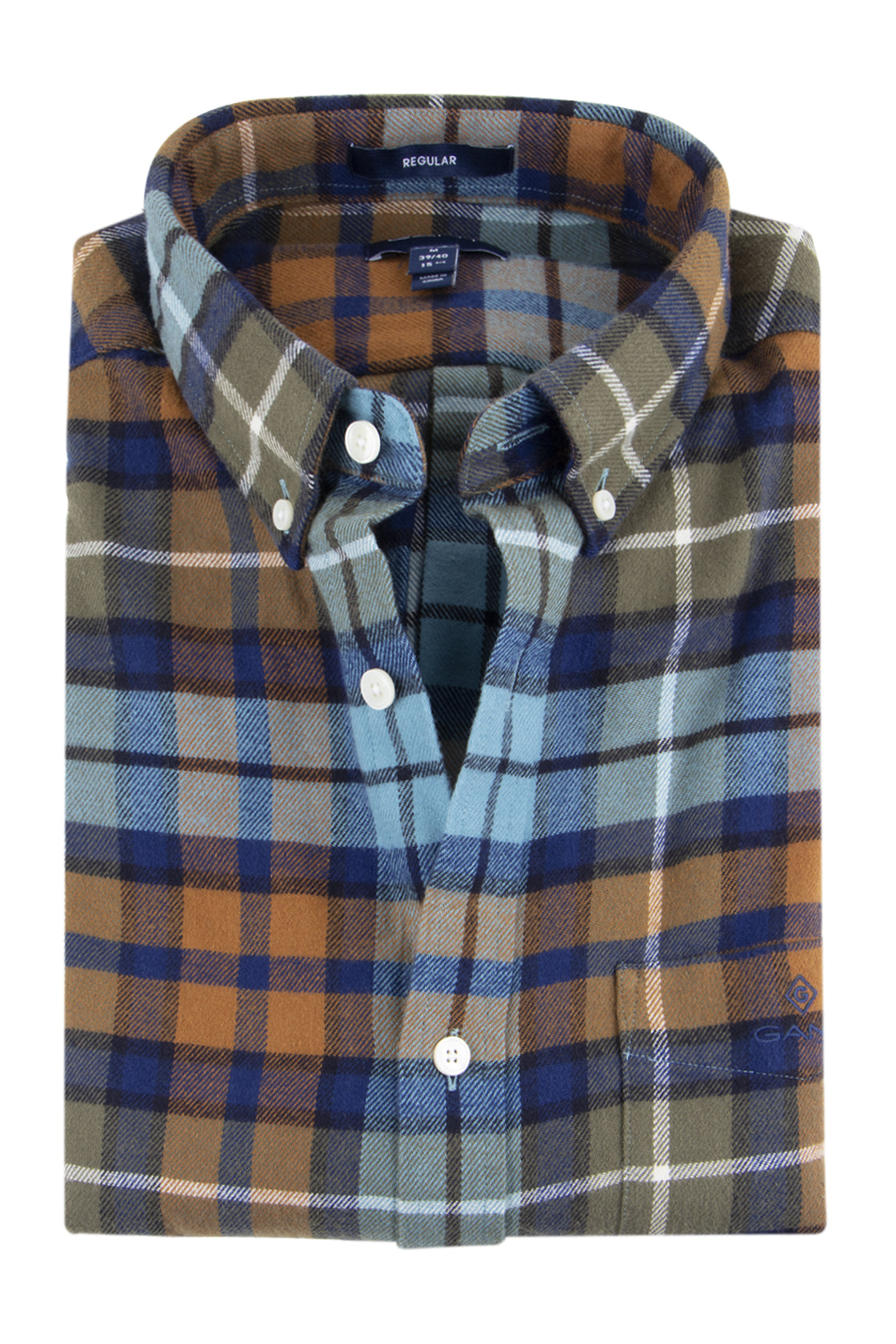 Gant Regular Fit Flannel Check Shirt Adriatic Blue