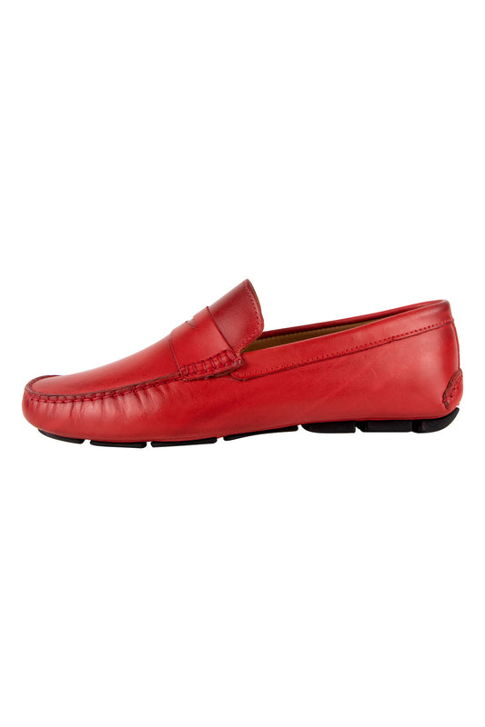 Gio Damiano Leather Vitello Loafers Red