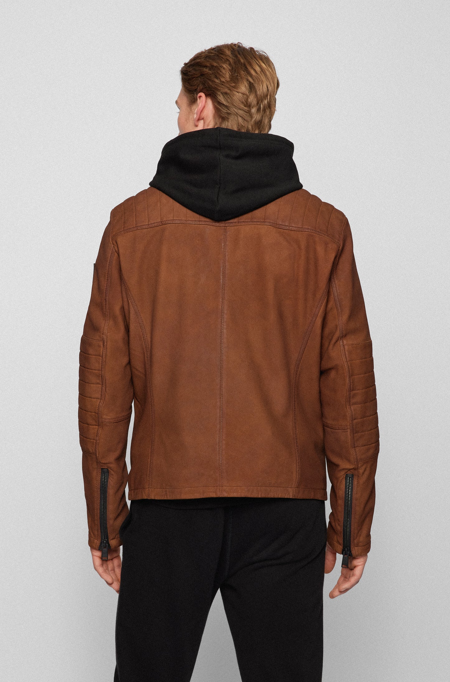 Hugo Boss Jassio Leather Jacket Dark Brown