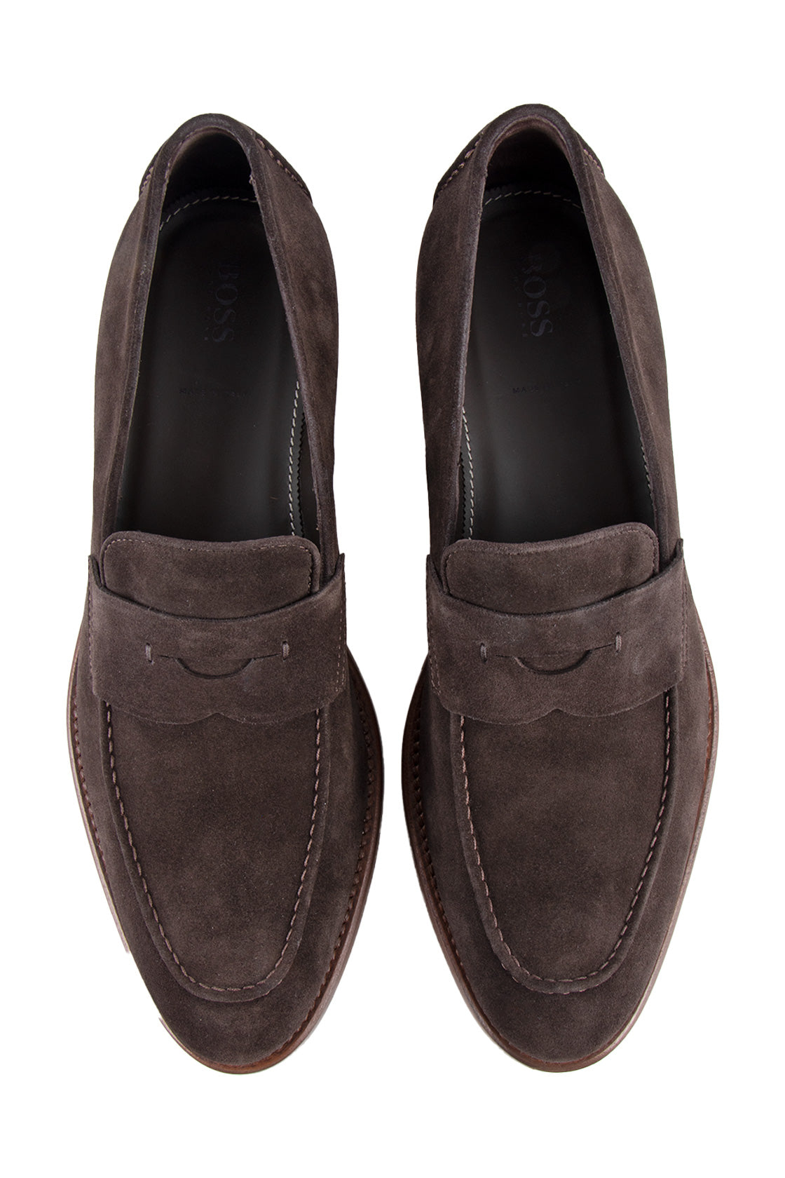 Hugo Boss Stofer Suede Penny Loafer Chocolate