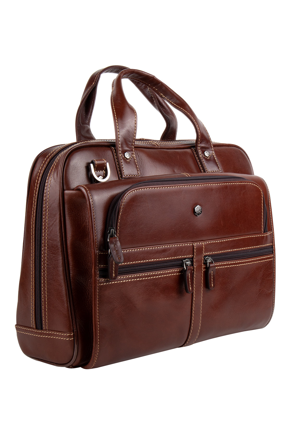 Jekyll & Hide Oxford 17" Multi Compartment Briefcase Tobacco