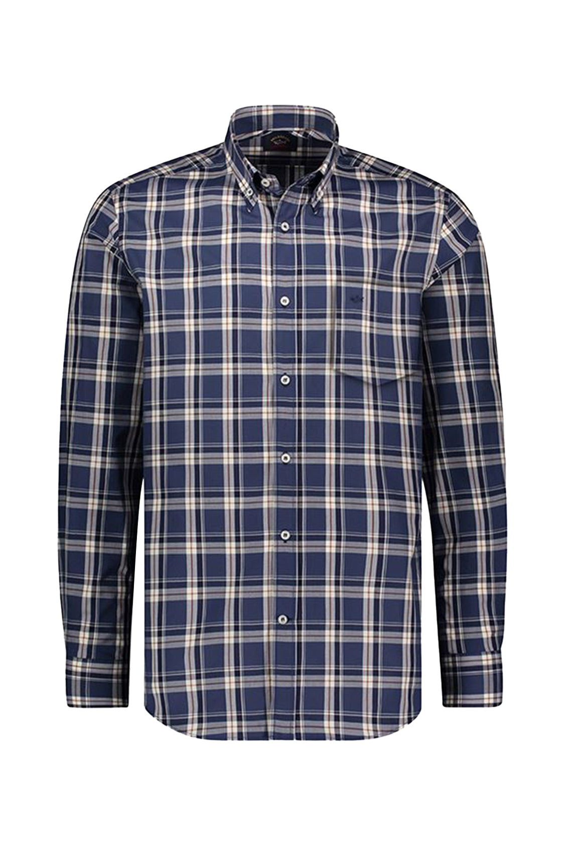 Paul & Shark Cotton Shirt with Pocket Blue Check