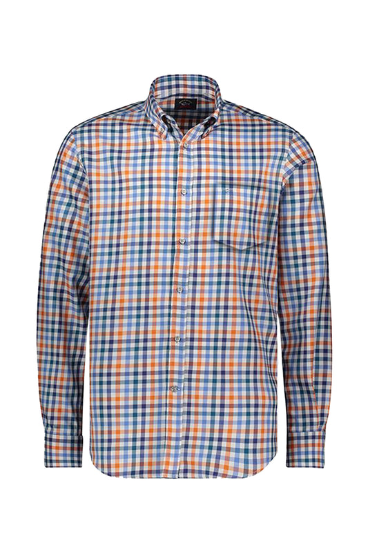 Paul & Shark Cotton Shirt with Pocket Blue/Orange