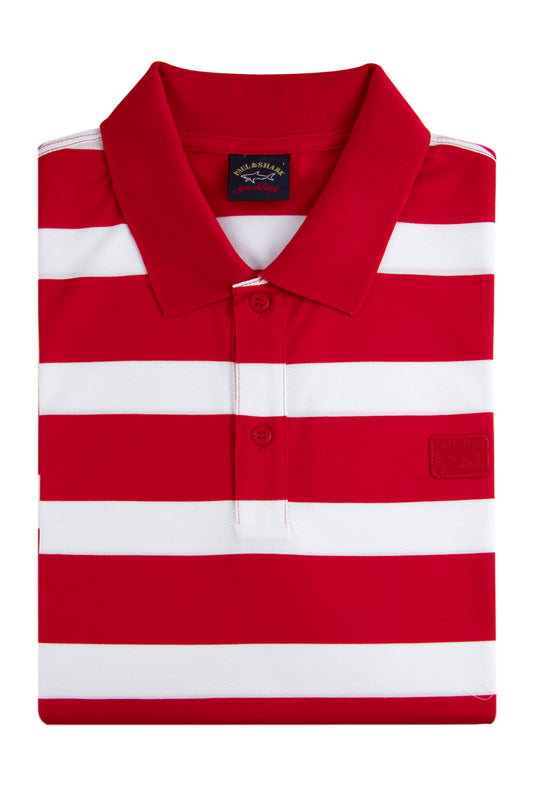 Paul & Shark Stripe Polo Red