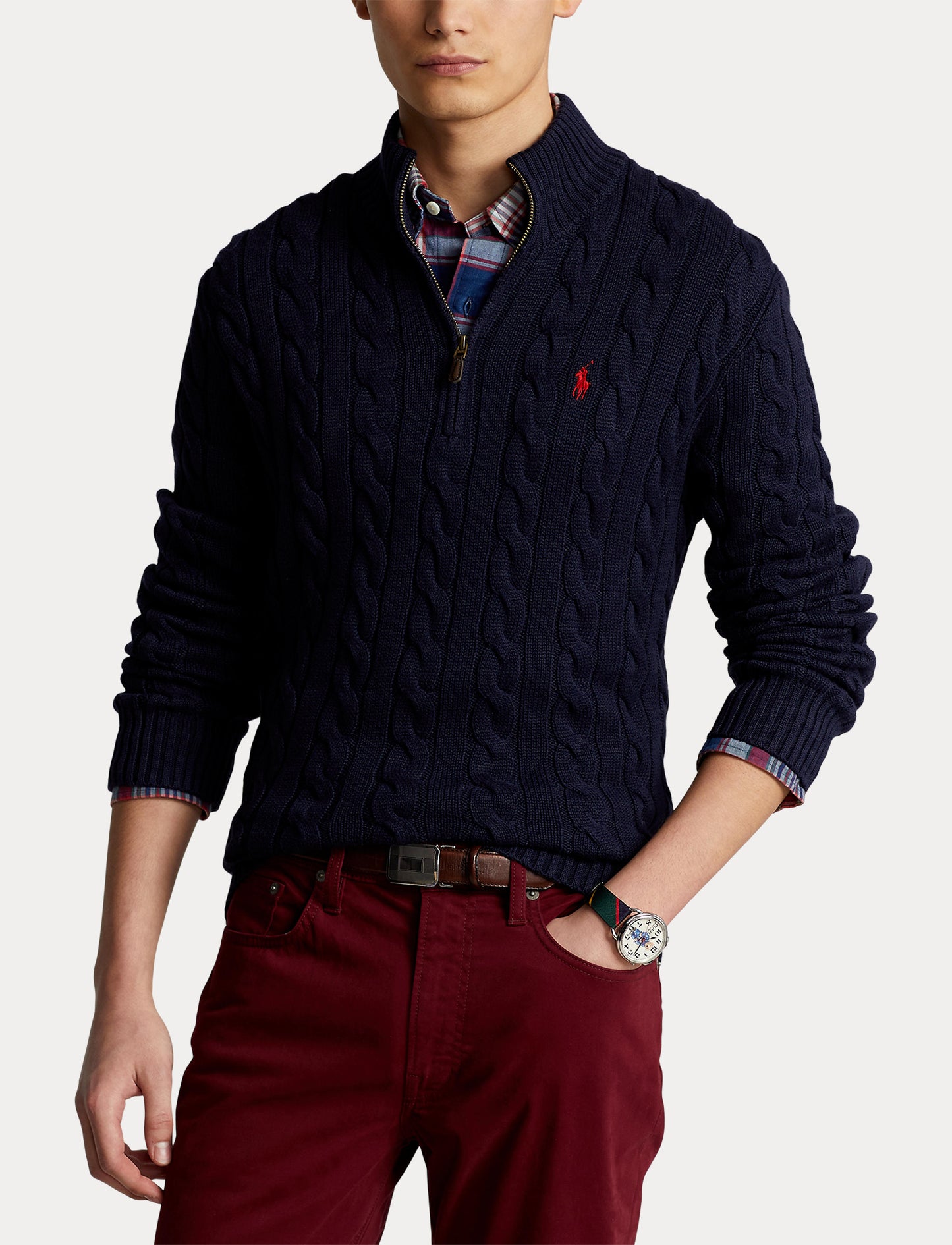 Polo Ralph Lauren Cable  Zip Sweater Navy