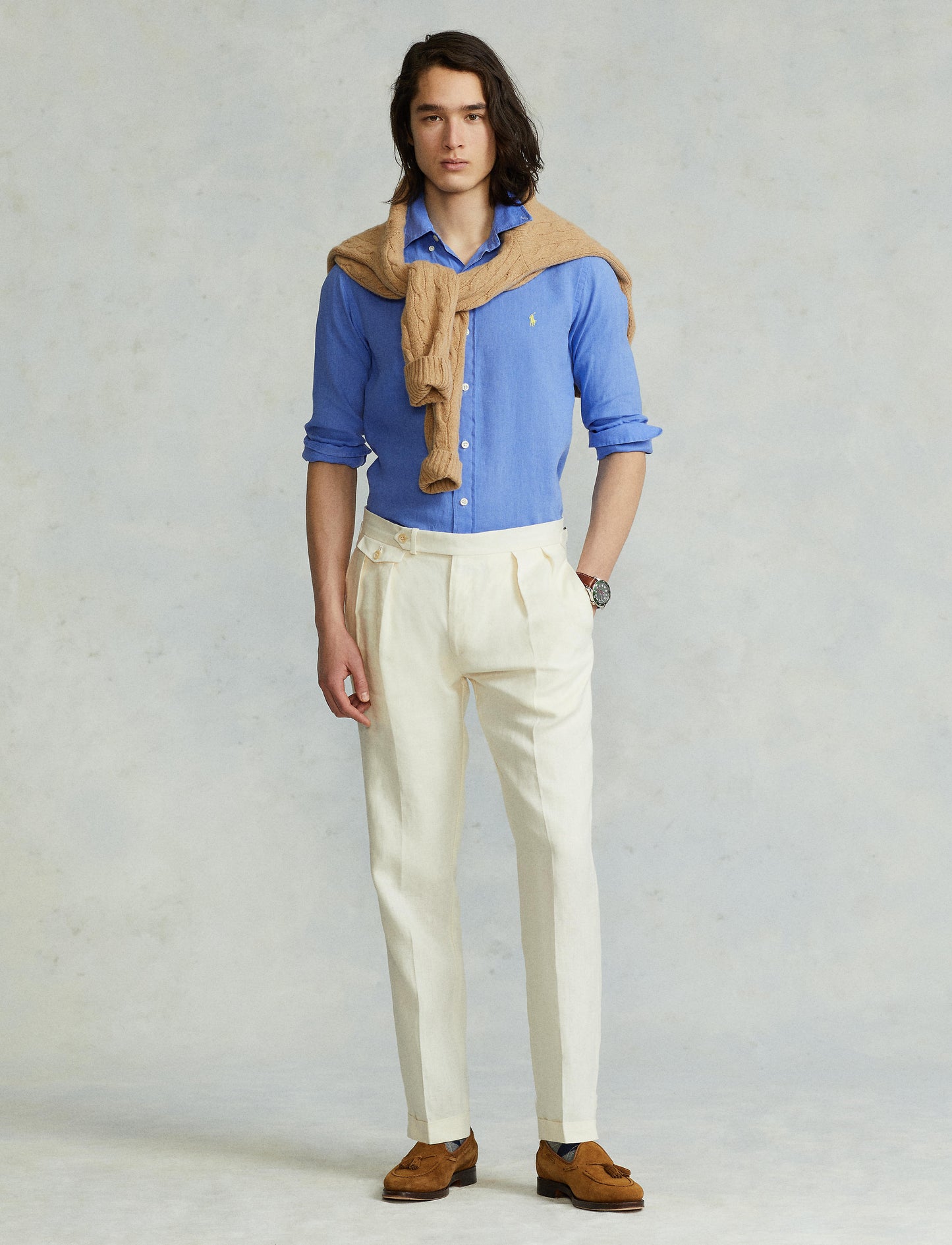 Polo Ralph Lauren Custom Fit Linen Shirt Blue
