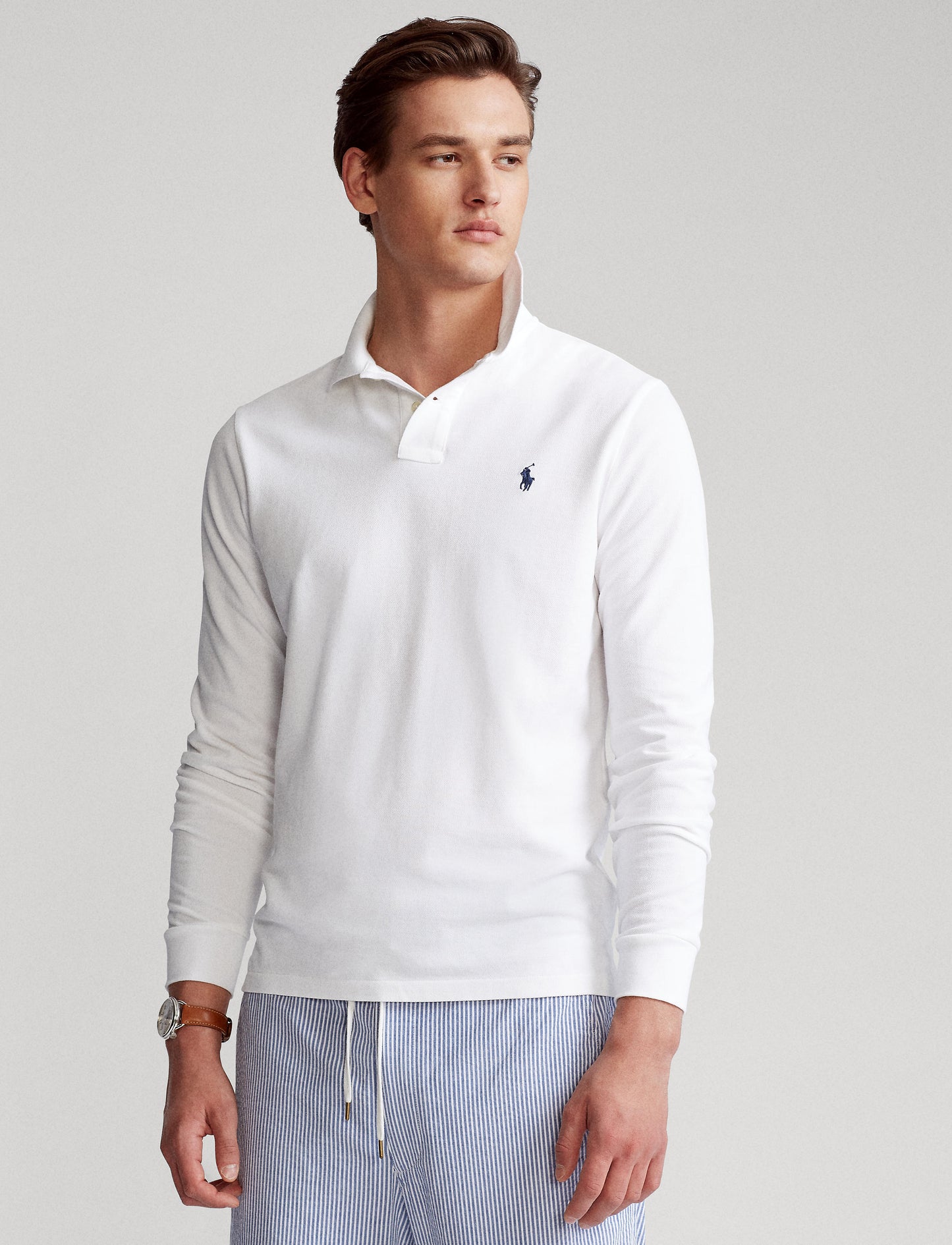 Polo Ralph Lauren Custom Slim Long Sleeve Polo White