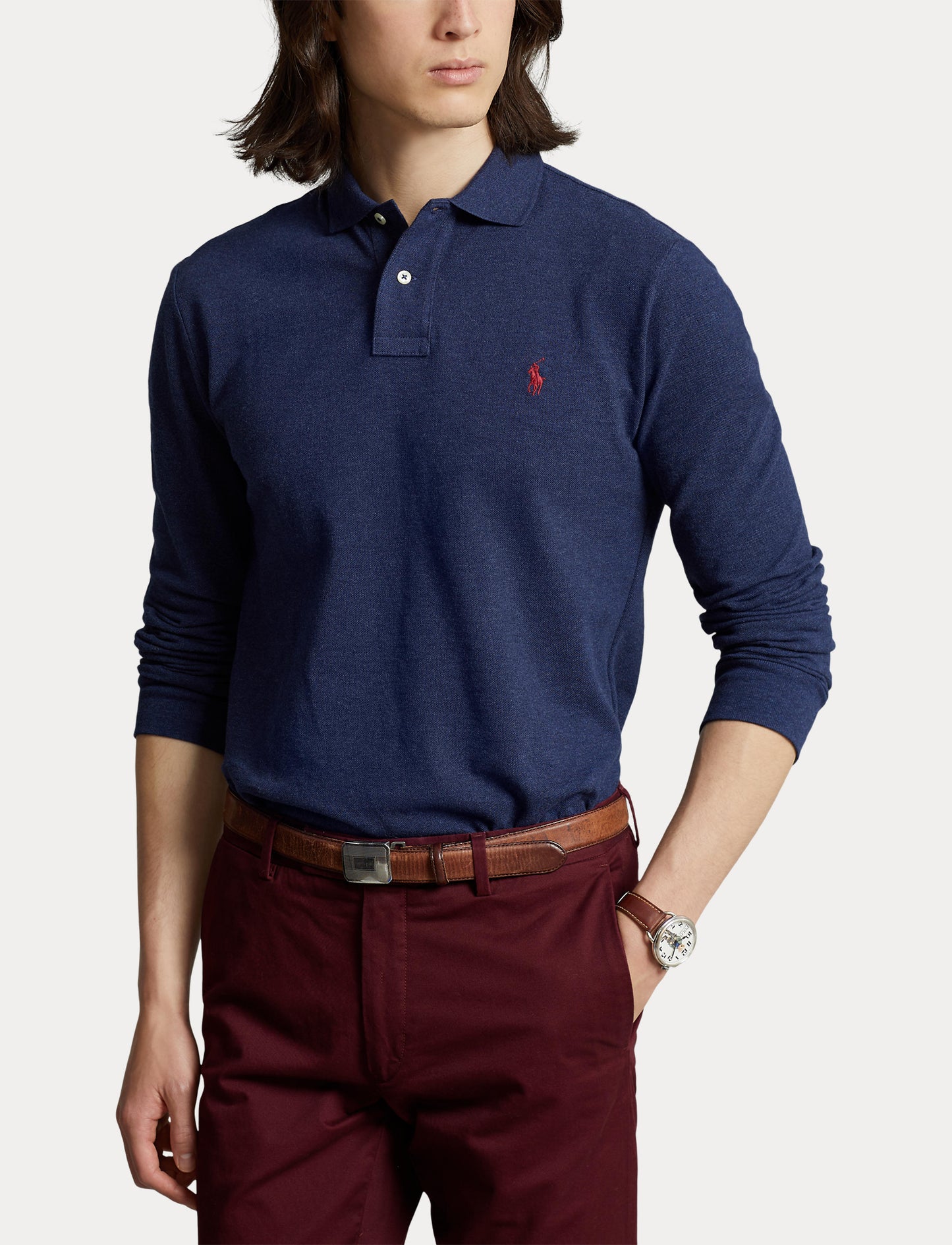 Polo Ralph Lauren Long Sleeve Mesh Polo Spring Navy