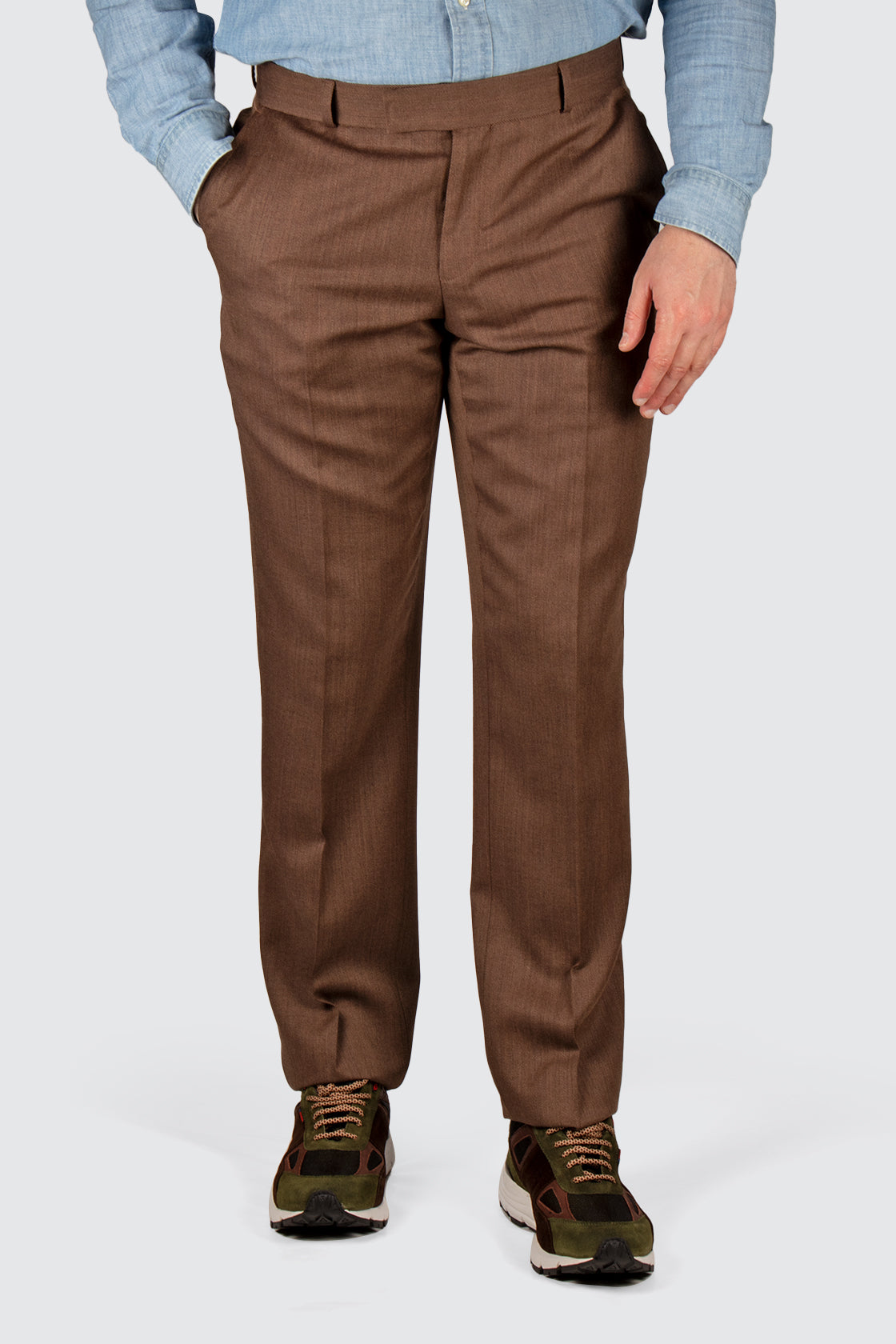 Rembrandt Lotus Wool Stretch Trouser Brown
