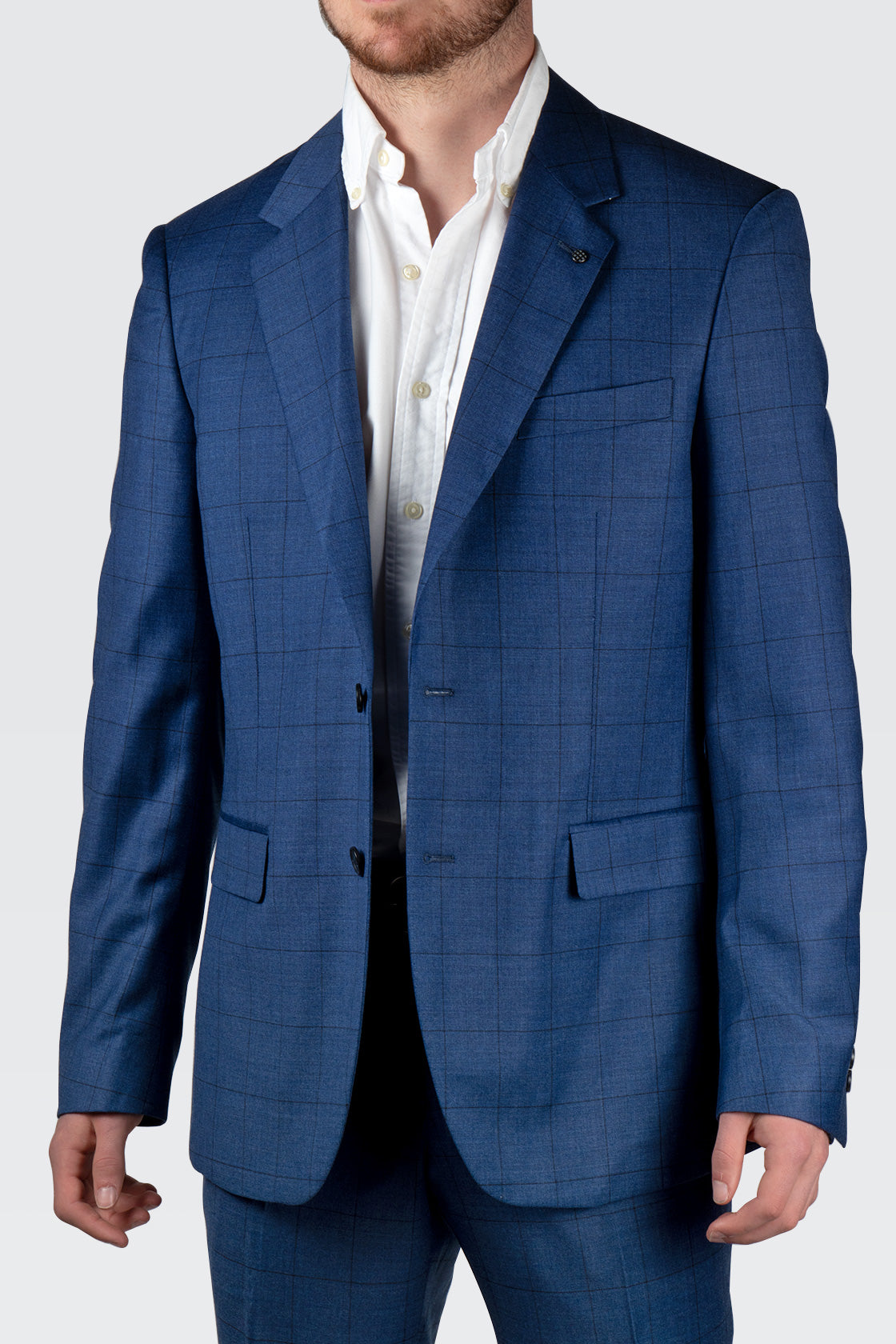Routleys PE Suit Dark Blue Windowpane