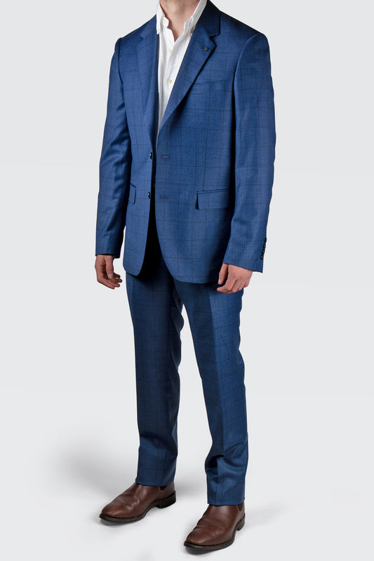 Routleys PE Suit Dark Blue Windowpane