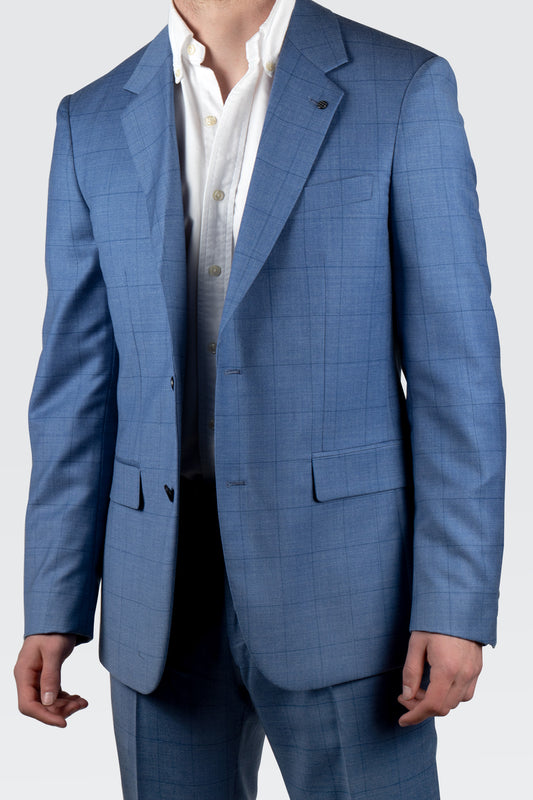 Routleys PE Suit Light Blue Windowpane
