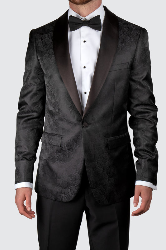 Routleys Pattern Shawl Dinner Jacket Black
