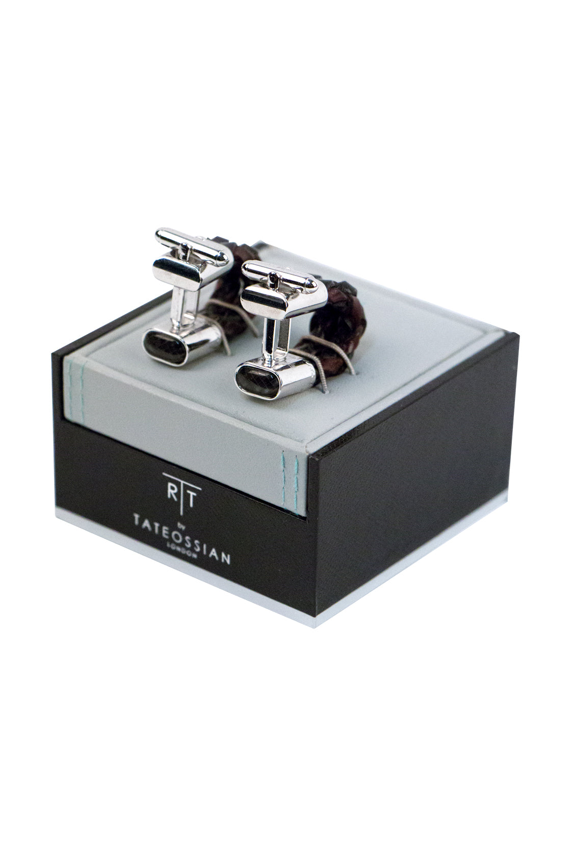 Tateossian Black Leather Cufflinks