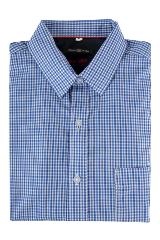Trisco Studio Check LS Cotton Shirt Blue