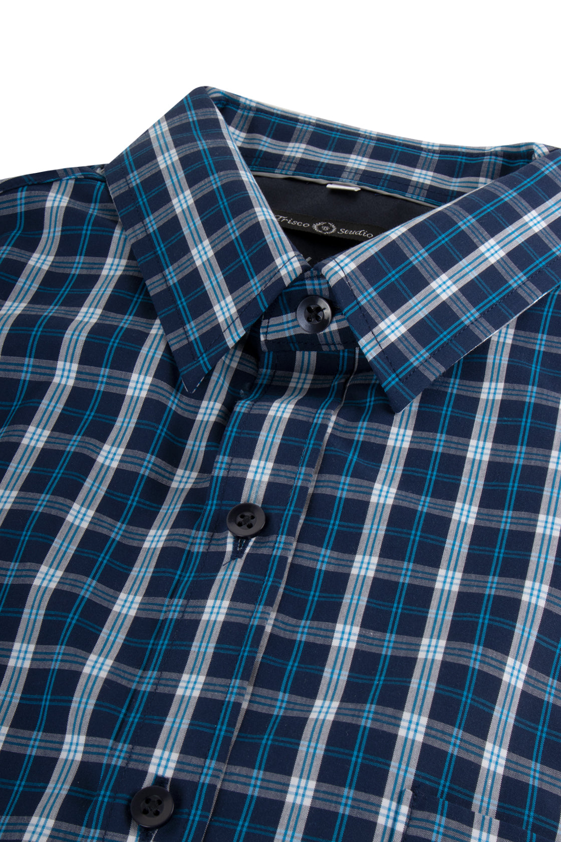 Trisco Studio Check LS Cotton Shirt Navy/Blue