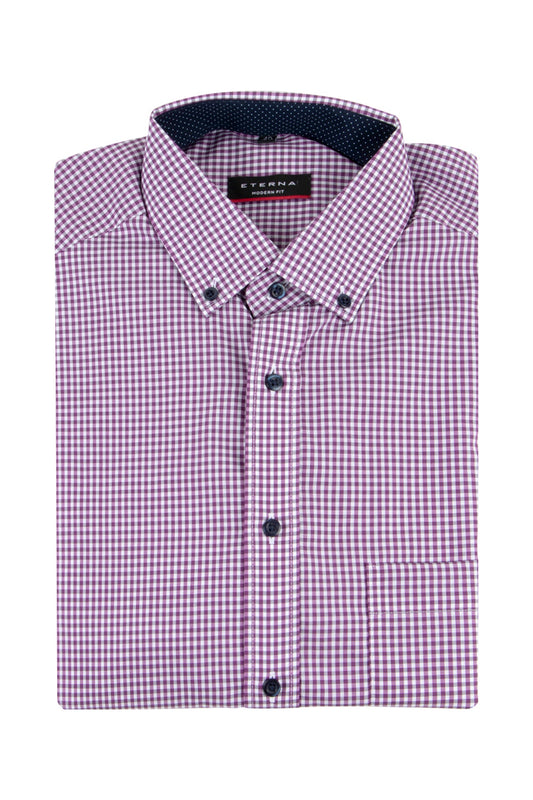Eterna Purple Check Business Shirt