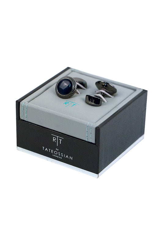 Tateossian Navy Round Cufflinks
