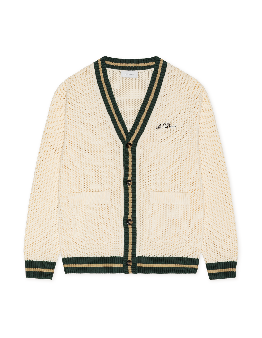 Les Deux Lace Knitted Cardigan Eggnog White