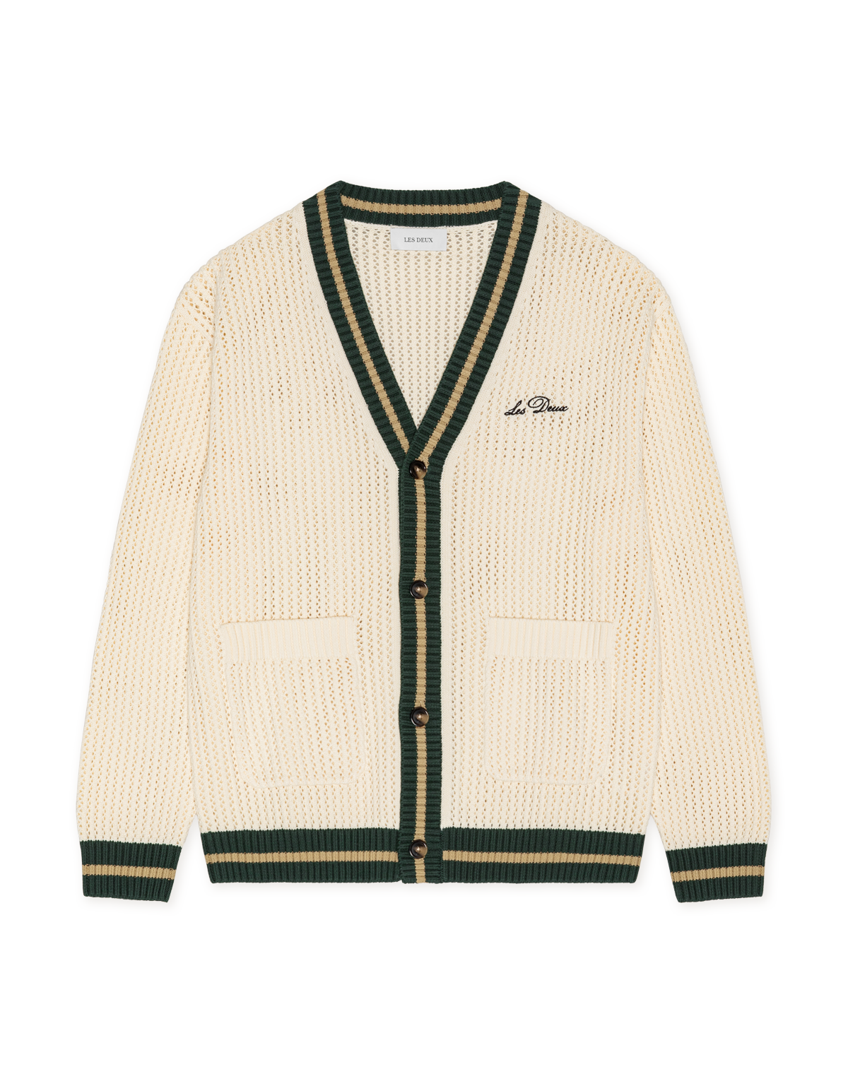 Les Deux Lace Knitted Cardigan Eggnog White