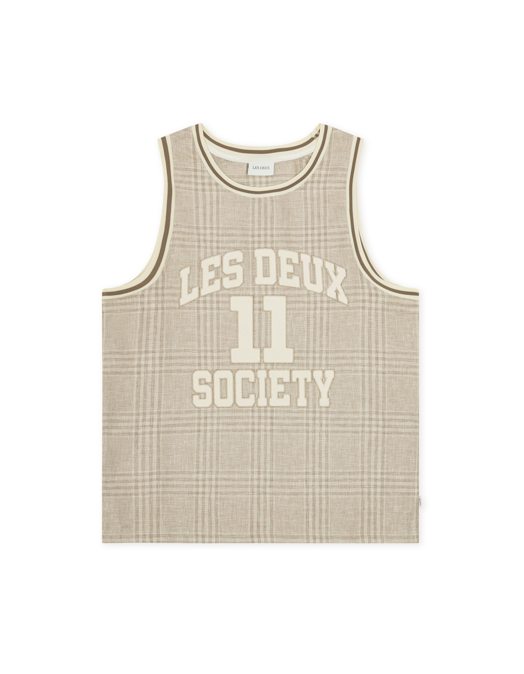 Les Deux Woven Check Tank Top Light Sand