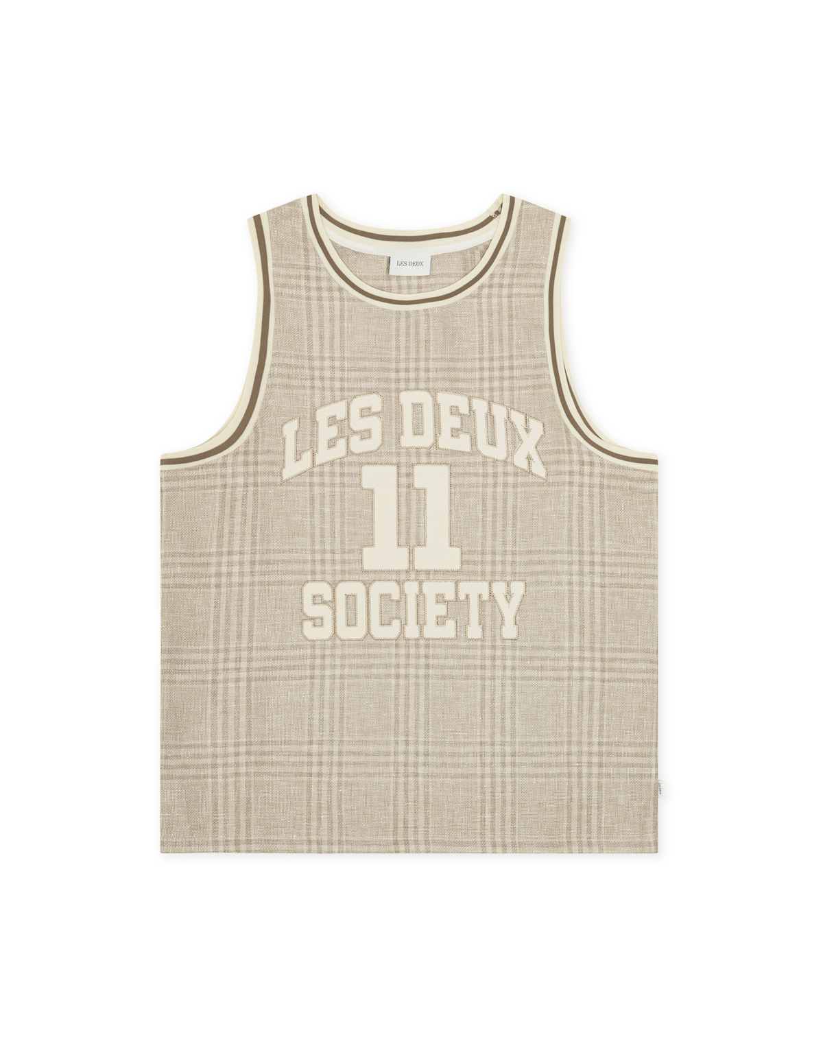 Les Deux Woven Check Tank Top Light Sand