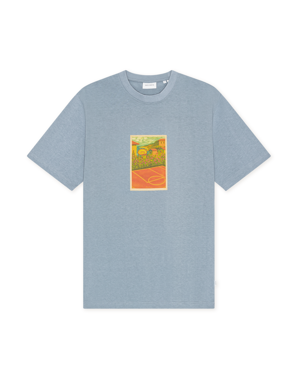 Les Deux Court T-Shirt Faded Denim Blue