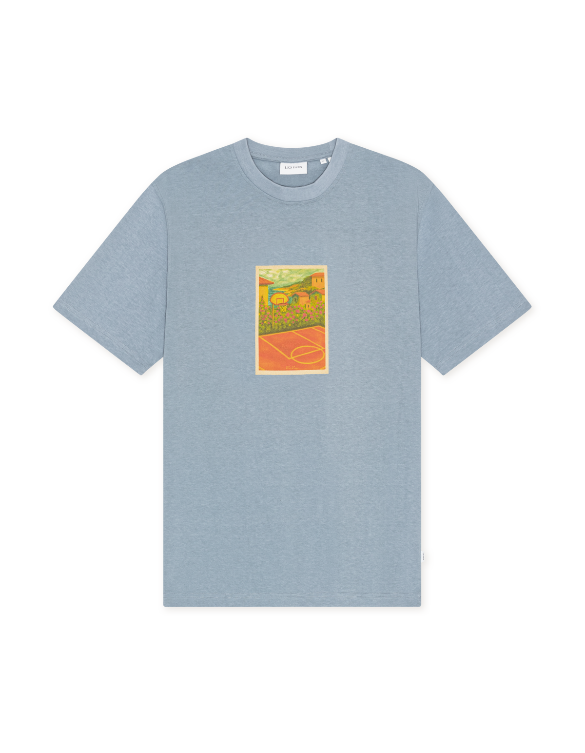 Les Deux Court T-Shirt Faded Denim Blue