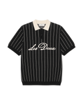 Les Deux Pinstripe Knitted Polo Black