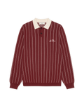 Les Deux Signature Knitted LS Polo Chocolate Truffle Red
