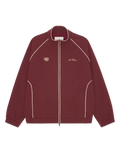 Les Deux Seersucker Track Jacket Chocolate Truffle Red