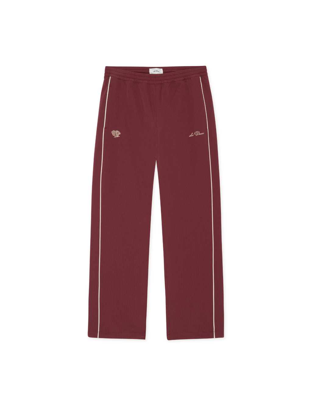 Les Deux Seersucker Track Pants Chocolate Truffle Red
