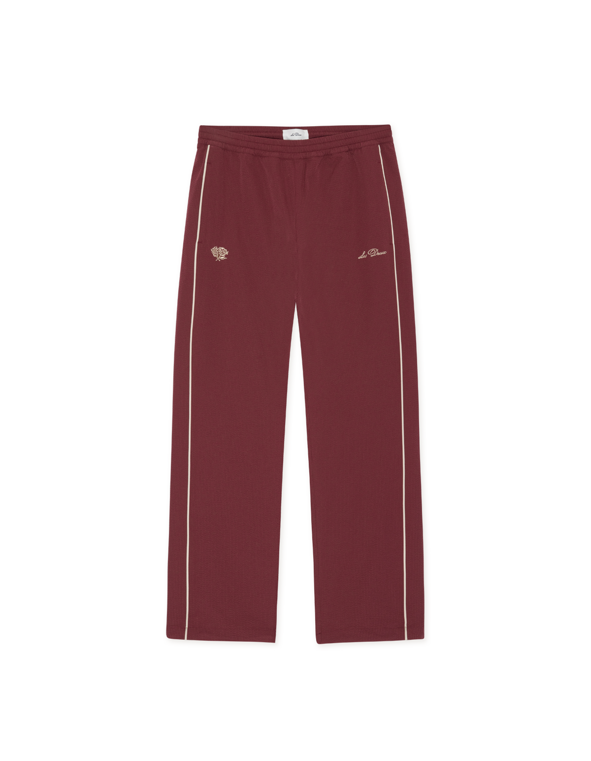 Les Deux Seersucker Track Pants Chocolate Truffle Red