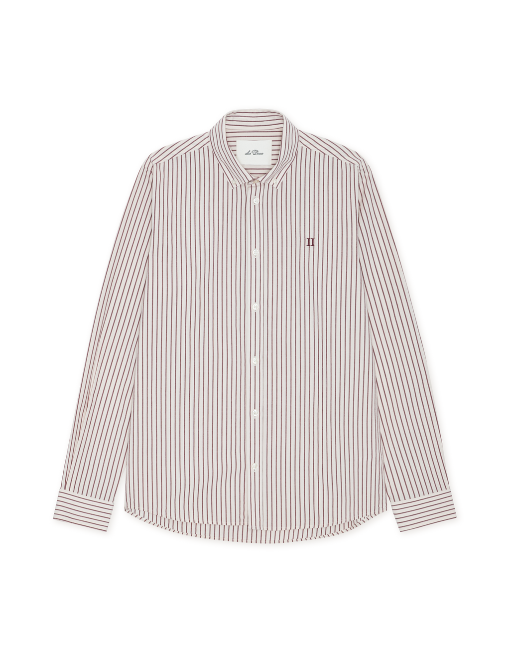 Les Deux Light Oxford Striped LS Shirt Chocolate Truffle Red