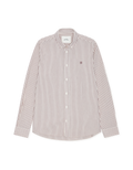 Les Deux Light Oxford Striped LS Shirt Chocolate Truffle Red