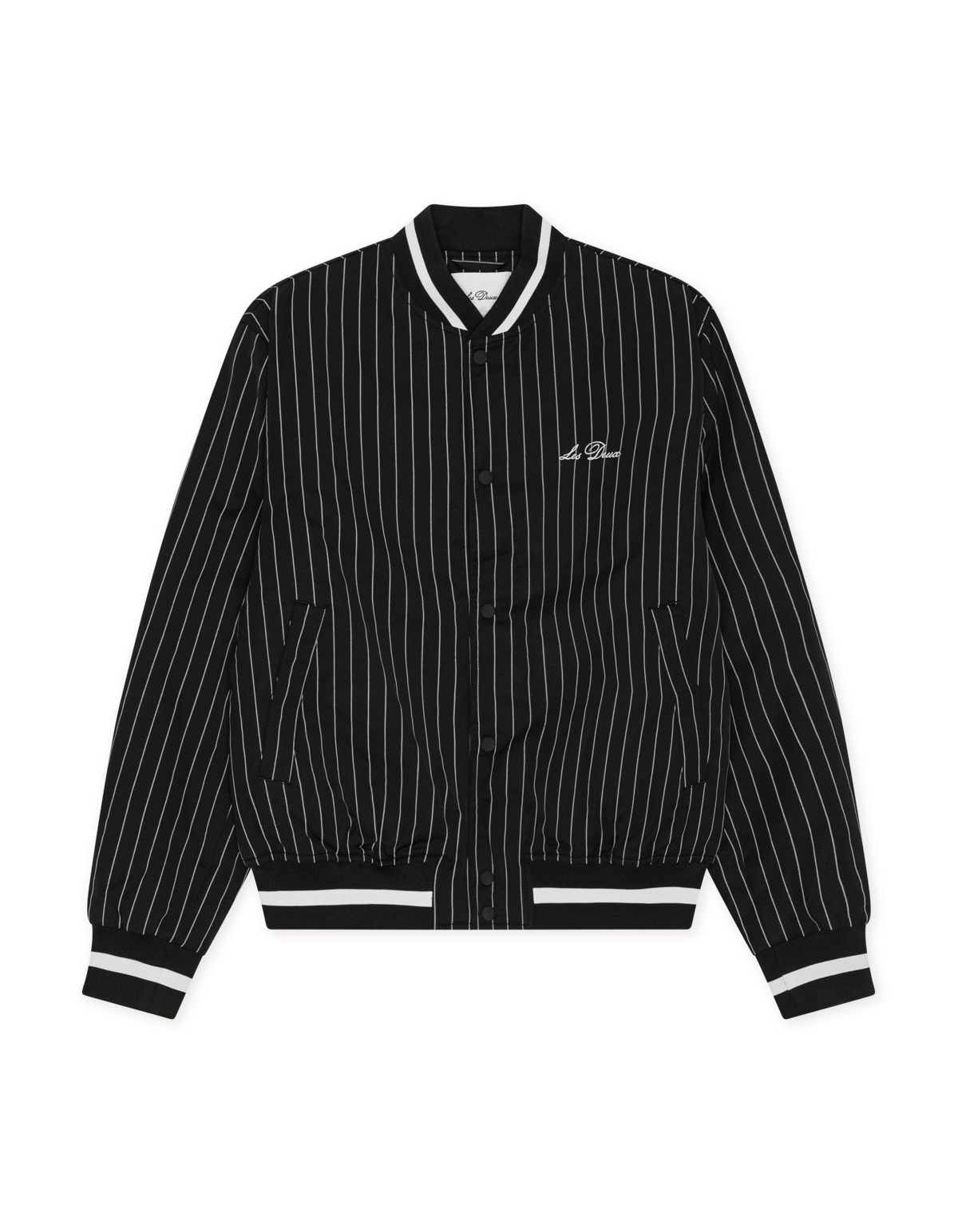 Les Deux Varsity Tech Pinstriped Jacket Black