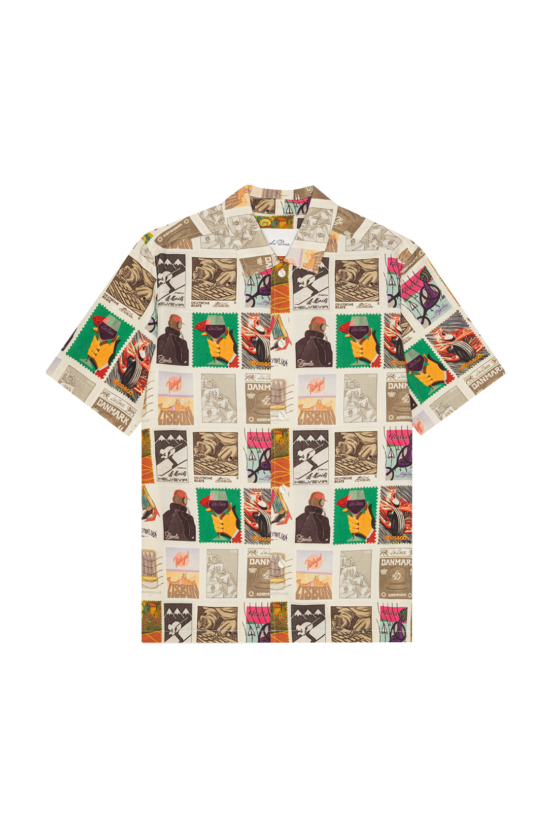 Les Deux Stamp AOP SS Shirt Multicolor