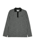 Les Deux Pinstripe Jacquard LS Polo Salt Pepper