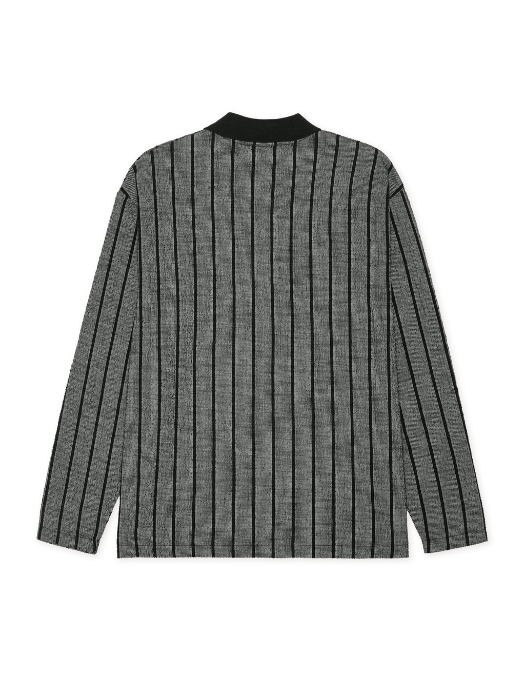 Les Deux Pinstripe Jacquard LS Polo Salt Pepper