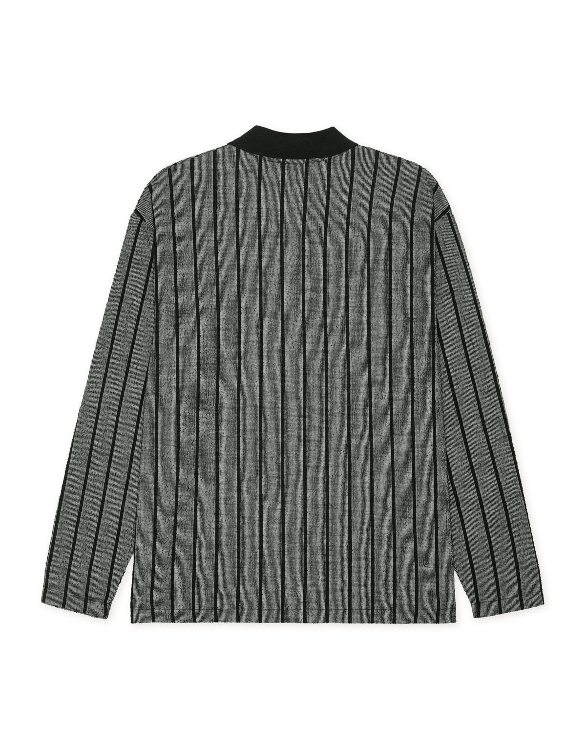 Les Deux Pinstripe Jacquard LS Polo Salt Pepper