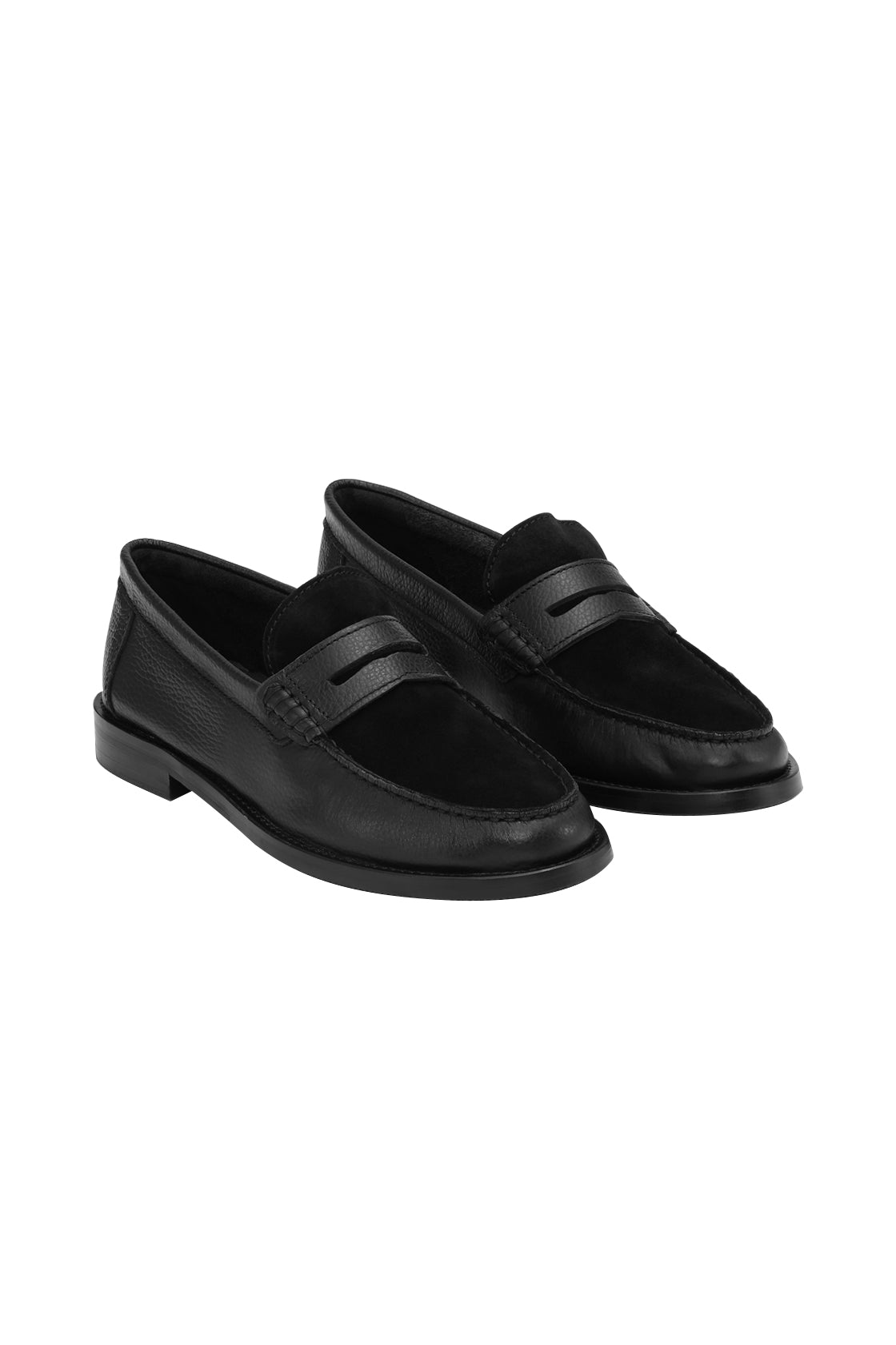 Les Deux Suede Mix Loafer Black